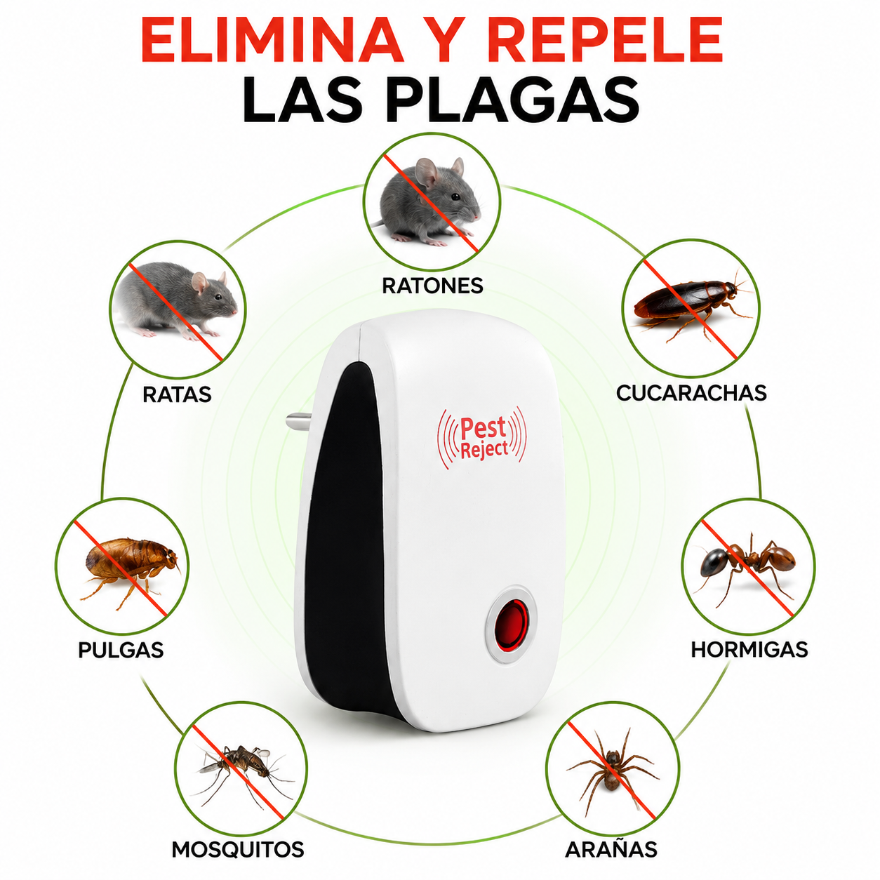 Repelente Ultrasónico para Insectos y Roedores